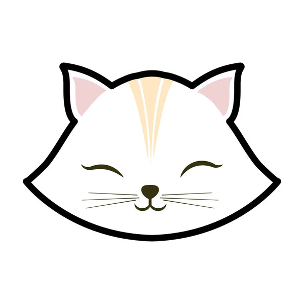 Gatto bianco gattino chiuso occhi animale carino — Vettoriale Stock