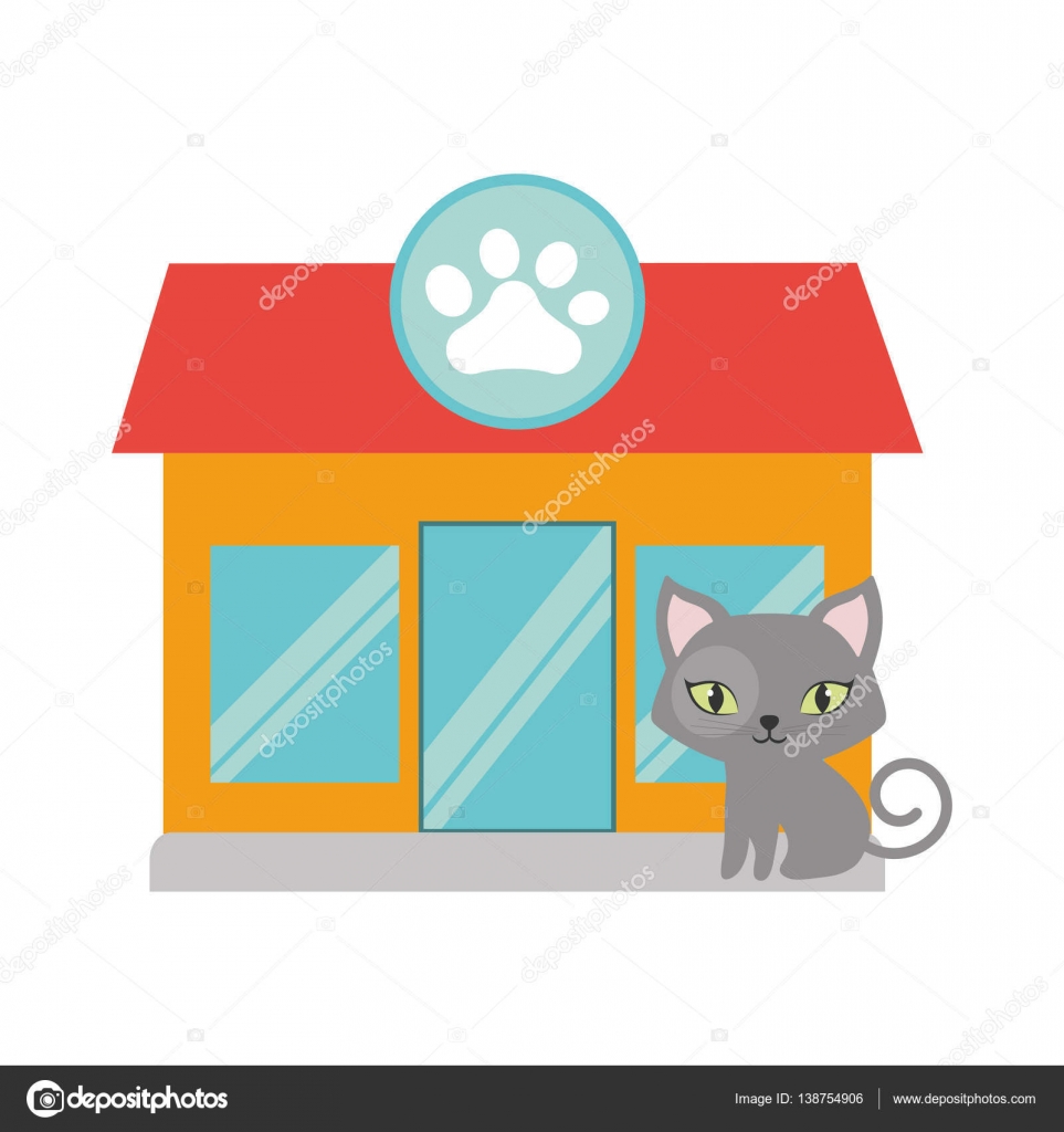 Les Yeux Gris Vert Petit Chat Pet Shop Façade Paw Print