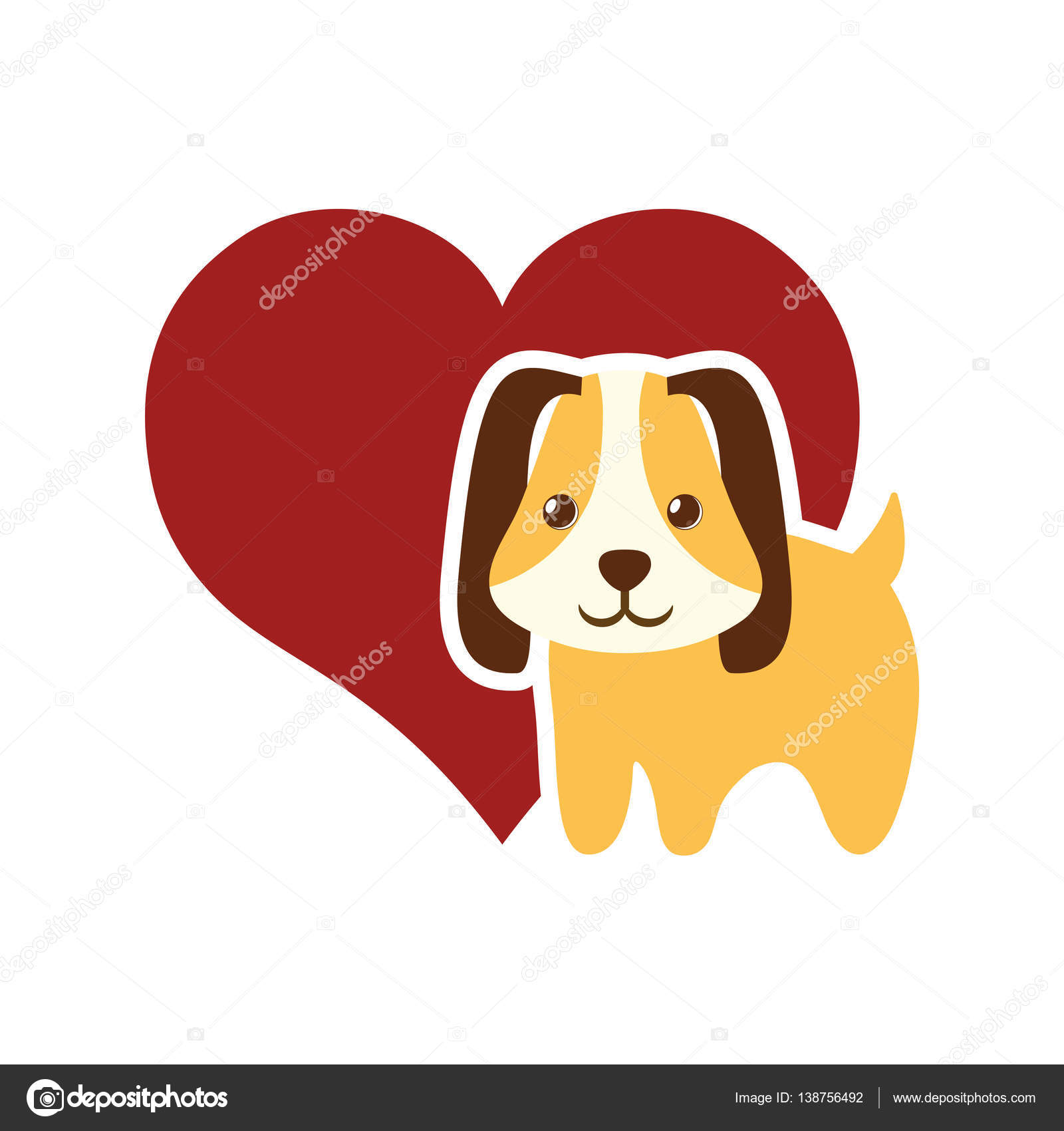 犬動物ペット耳の長い赤いハート — ストックベクター © djv #138756492