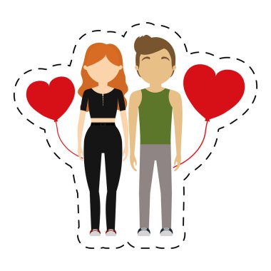 Çift romantik duygu kırmızı kalpler balon