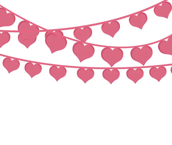 Розовые сердца любят гирлянды праздничный романтический — стоковый вектор