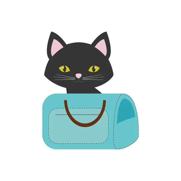 Τα αυτιά της γάτας ροζ πράσινο μάτια μπλε κατοικίδιο ζώο μεταφορέας τσάντα ταξιδιού — Διανυσματικό Αρχείο