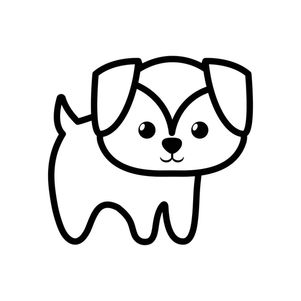 Perro pequeño carácter animal contorno — Vector de stock