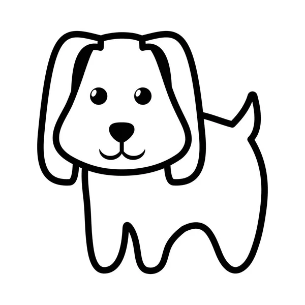 Dog little pet domestic outline — Stock Vector