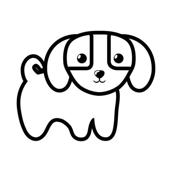 Chien petit canin adorable contour — Image vectorielle