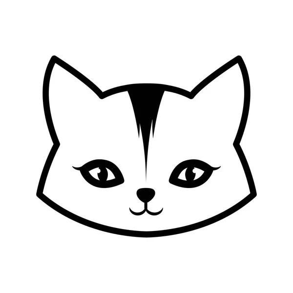 Rosto gato animal doméstico peludo contorno —  Vetores de Stock