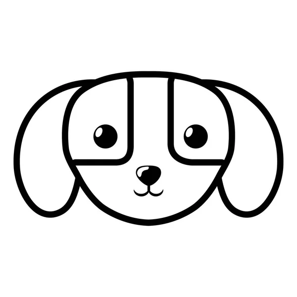 Visage chien mammifère domestique contour — Image vectorielle