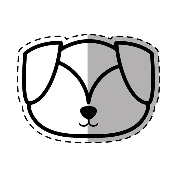 Face puppy adorable pedigree dot line shadow — Stock Vector