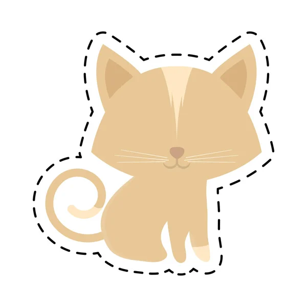 Katze Tier Haustier pelzige Linie geschnitten — Stockvektor