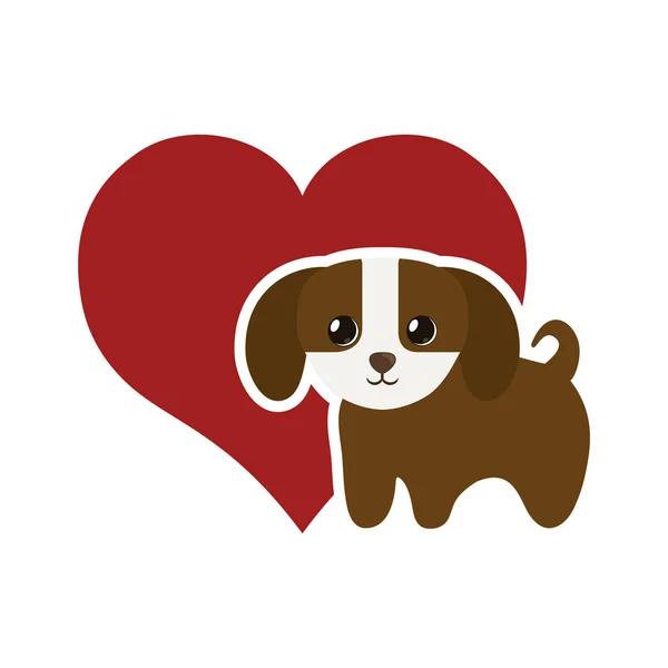 Chien mammifère domestique coeur rouge — Image vectorielle