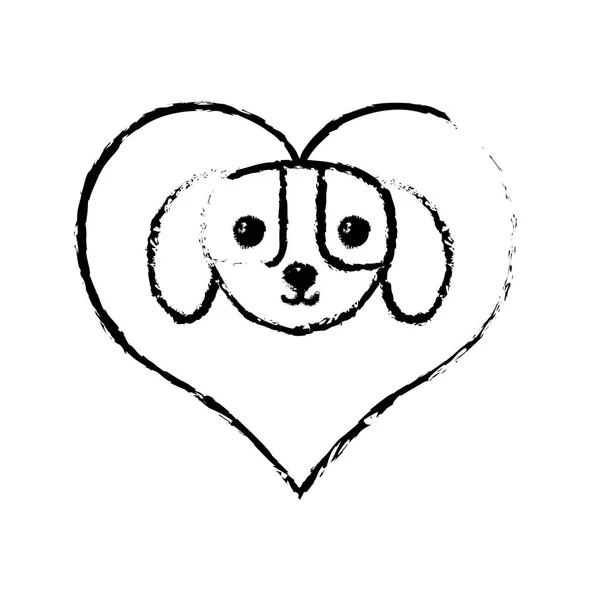 Cachorro mamífero doméstico amor boceto — Archivo Imágenes Vectoriales