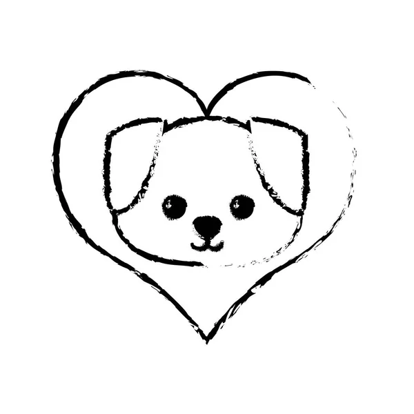 Chien canine jeune amour croquis — Image vectorielle