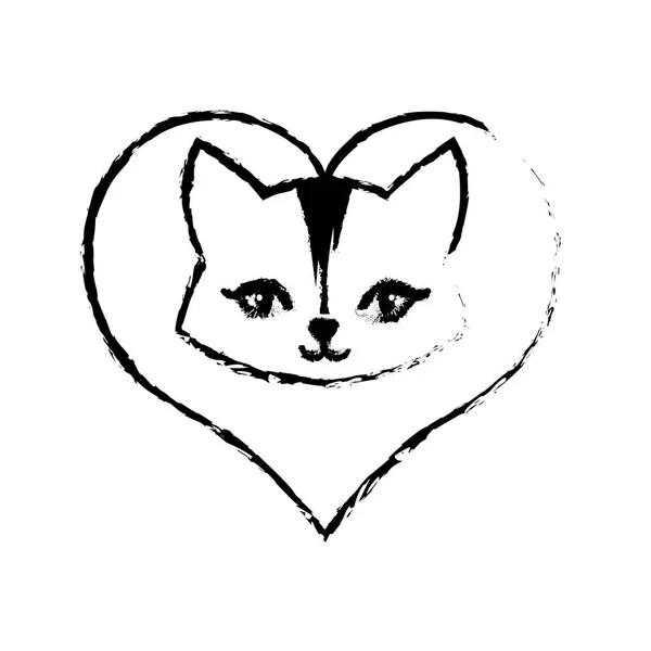 Macska állat hazai szőrös szerelem vázlat — Stock Vector