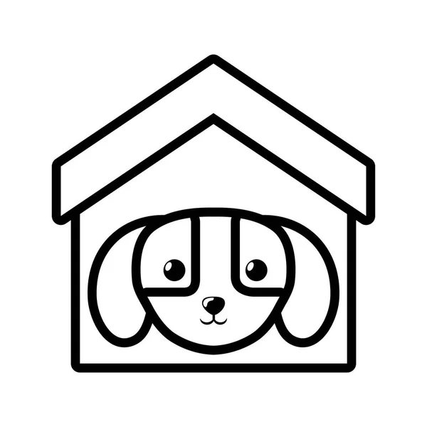 Cachorro mamífero doméstico casa mascota contorno — Archivo Imágenes Vectoriales