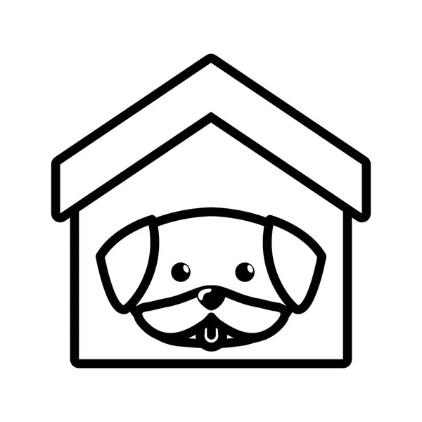 Dog cute tongue out house pet outline — Stock Vector