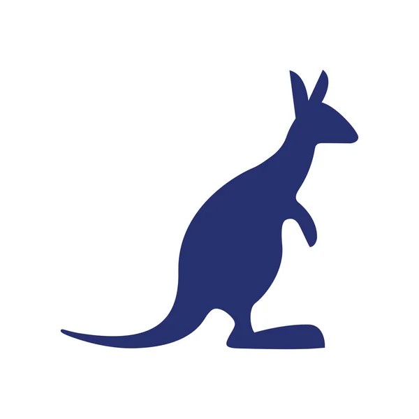 Kangoeroe silhouet Australië blauw — Stockvector