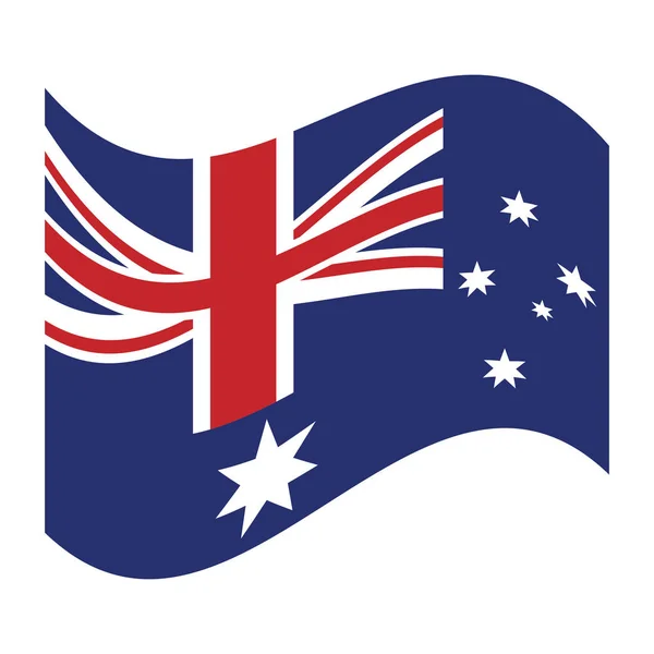 Australia flag waving emblem icon — Stock Vector