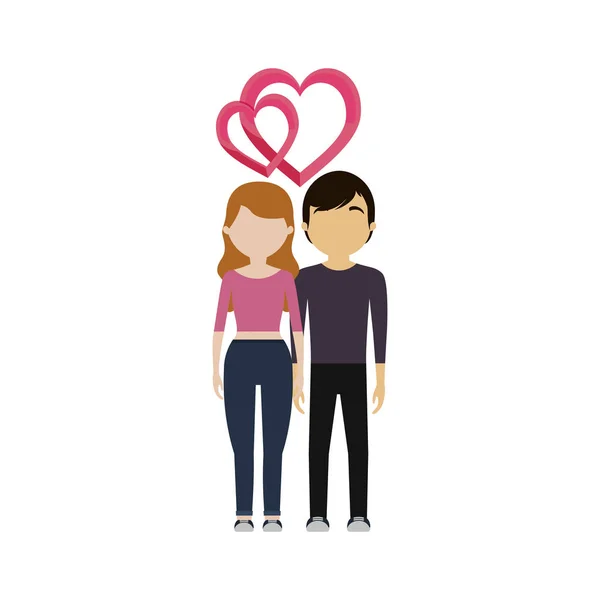 Couple amoureux lié coeur — Image vectorielle