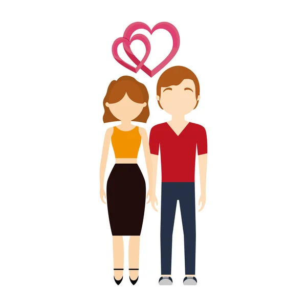 Couple amoureux coeurs affection — Image vectorielle