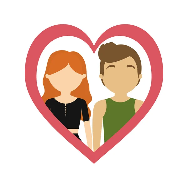 Paar liefde frame hart romantiek emotie — Stockvector