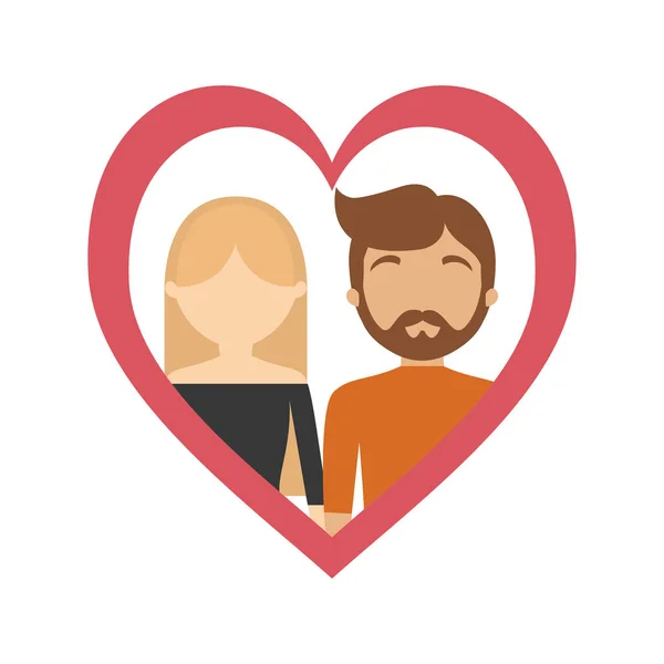 Casal amor quadro coração relacionamento — Vetor de Stock