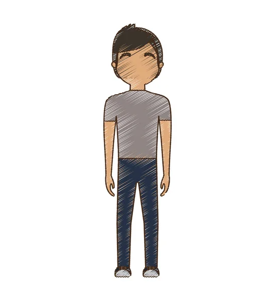 Σχεδίασης avatar άνθρωπος μπλουζάκι και τζιν στέκεται — Διανυσματικό Αρχείο