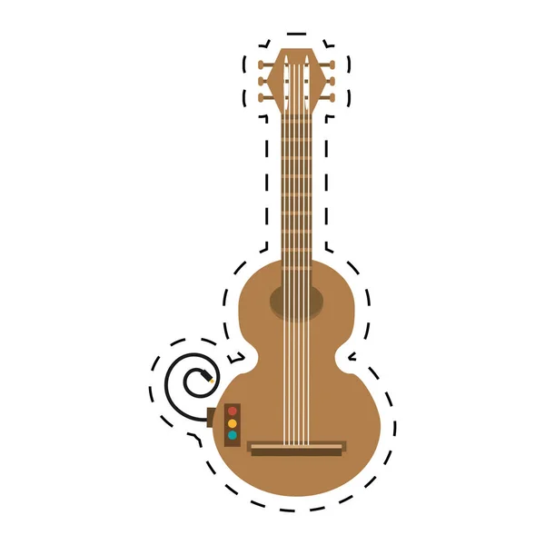 Guitarra instrumento musical icono línea punteada — Vector de stock