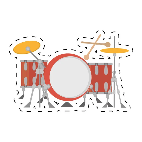 Drum kit precussion muzikale gestippelde lijn — Stockvector