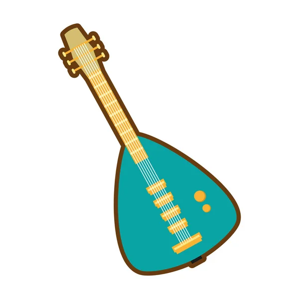 Cartoon green electric guitar bass instrument icon — Stock Vector