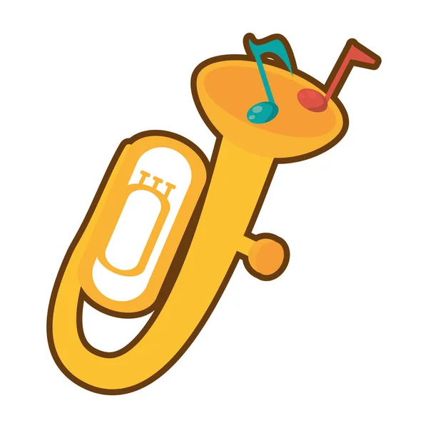 Dibujos animados tuba viento latón instrumento de música — Vector de stock