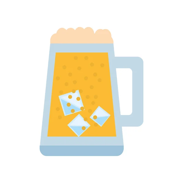 Taza vidrio cerveza espuma hielo bebida — Vector de stock