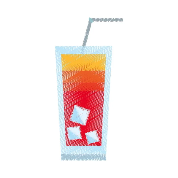 Dessin cocktail sexe sur la plage paille glace — Image vectorielle
