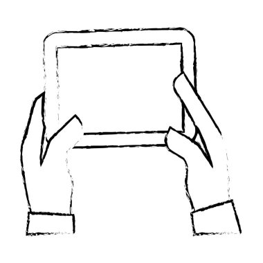 Tablet simge görüntüsünü tutan eller