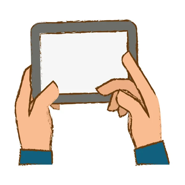 Manos sosteniendo icono de la tableta imagen — Archivo Imágenes Vectoriales