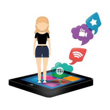 kadın smartphone sosyal medya kabarcık konuşma