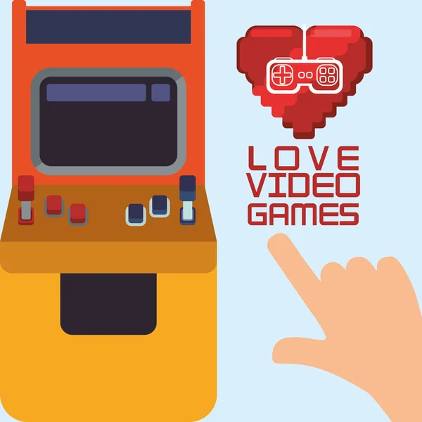 Szereti a videojátékok arcade szív ellenőrzése — Stock Vector