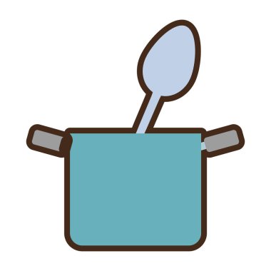 kaşık yemek mutfak eşyaları ile mavi pot