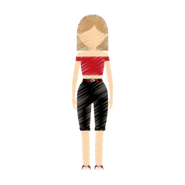 Dibujo avatar mujer joven peinado — Vector de stock