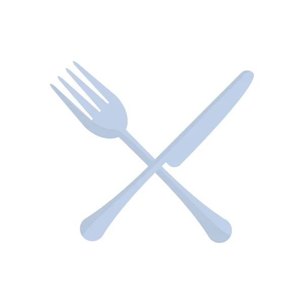 交叉的叉子和刀器具厨房 — 图库矢量图片
