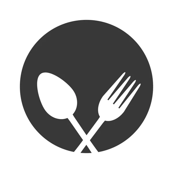Colher e garfo utensílio cozinha etiqueta — Vetor de Stock