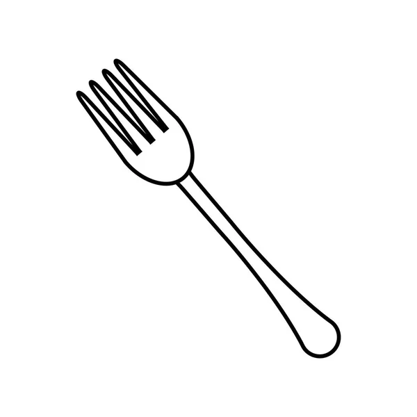 Tenedor utensilio cocina esquema — Vector de stock