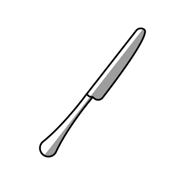 Cuchillo utensilio cocina contorno sombra — Vector de stock