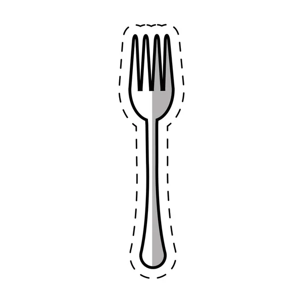 Tenedor utensilio cocina línea punteada — Vector de stock