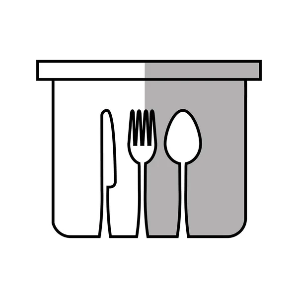 Furculiță oală lingură cuțit bucătărie simbol liniar — Vector de stoc