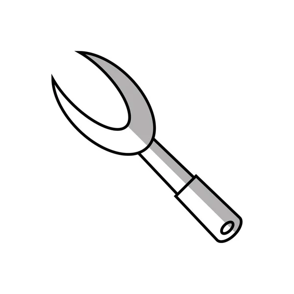 Fork barbecue grilled utensil kitchen outline — Stock Vector