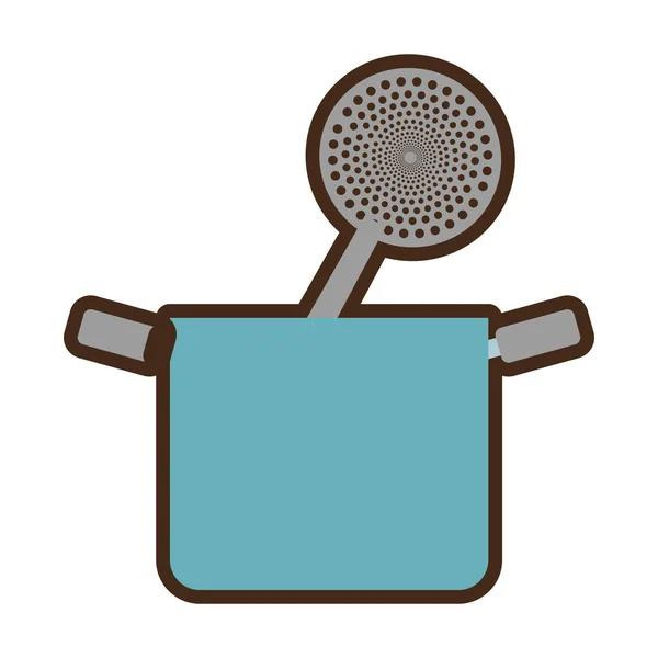 Голубая кастрюля, жарящая кухонную утварь — стоковый вектор