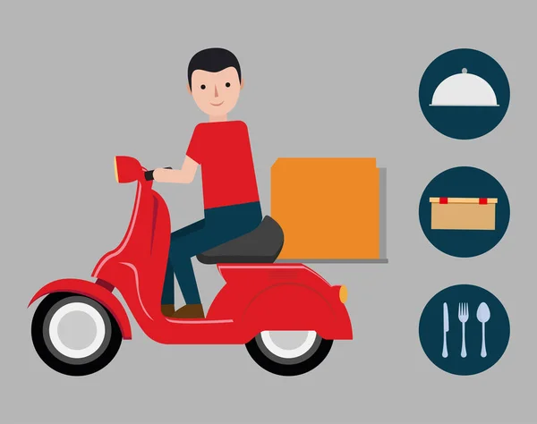 Imagem de ícones relacionados com entrega de alimentos — Vetor de Stock