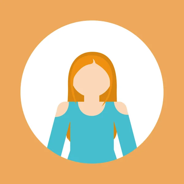Arctalan nő jelkép belül kerek színű kocka ikon kép — Stock Vector