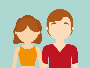 Genç Moda yüzü olmayan heteroseksüel çift simge görüntüsü