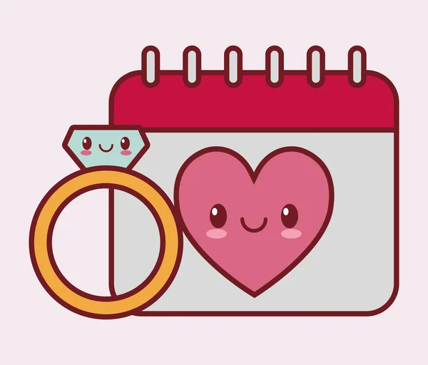 Día de San Valentín relacionados imagen icono de estilo kawaii — Archivo Imágenes Vectoriales